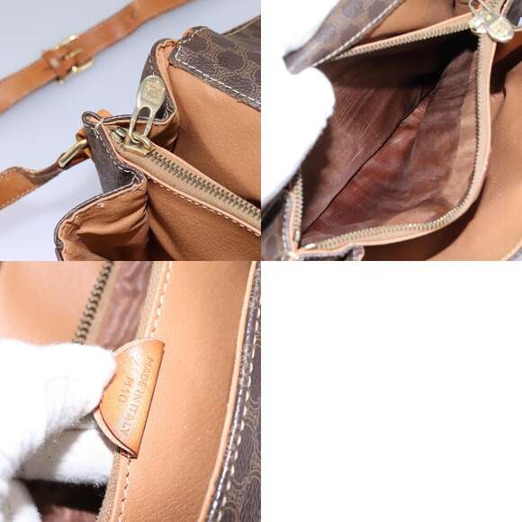 CELINE Macadam Canvas Shoulder Bag Pvc Leather Brown Gold - Picture 13 of 13